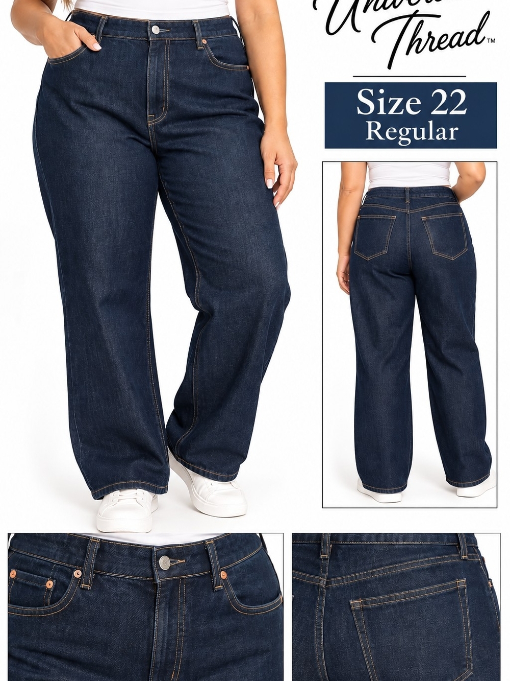 Universal Thread Dark Blue Wide-Leg Plus Jeans